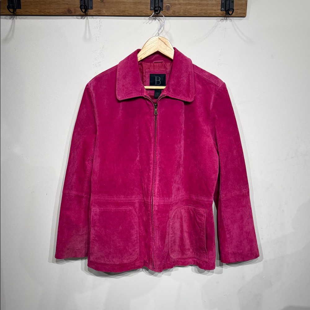Bernardo Fuchsia Suede Leather Jacket